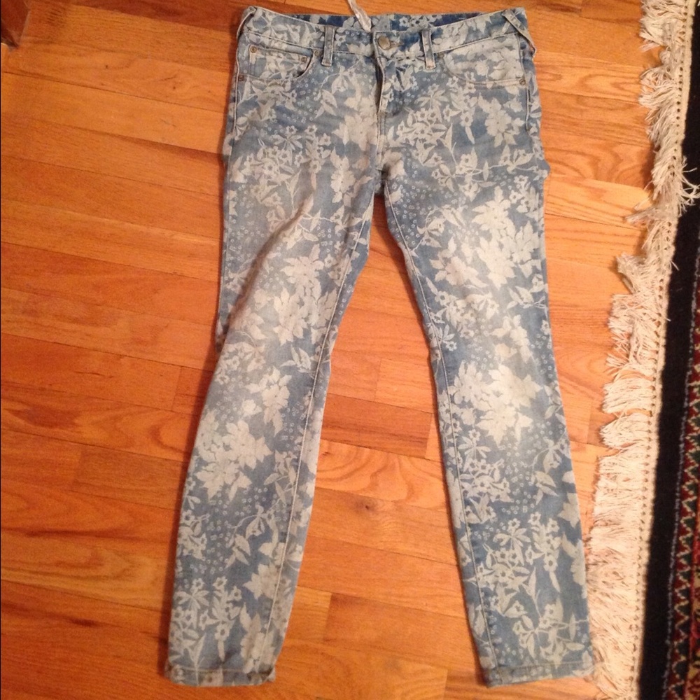 Free People Floral Print Jeans
